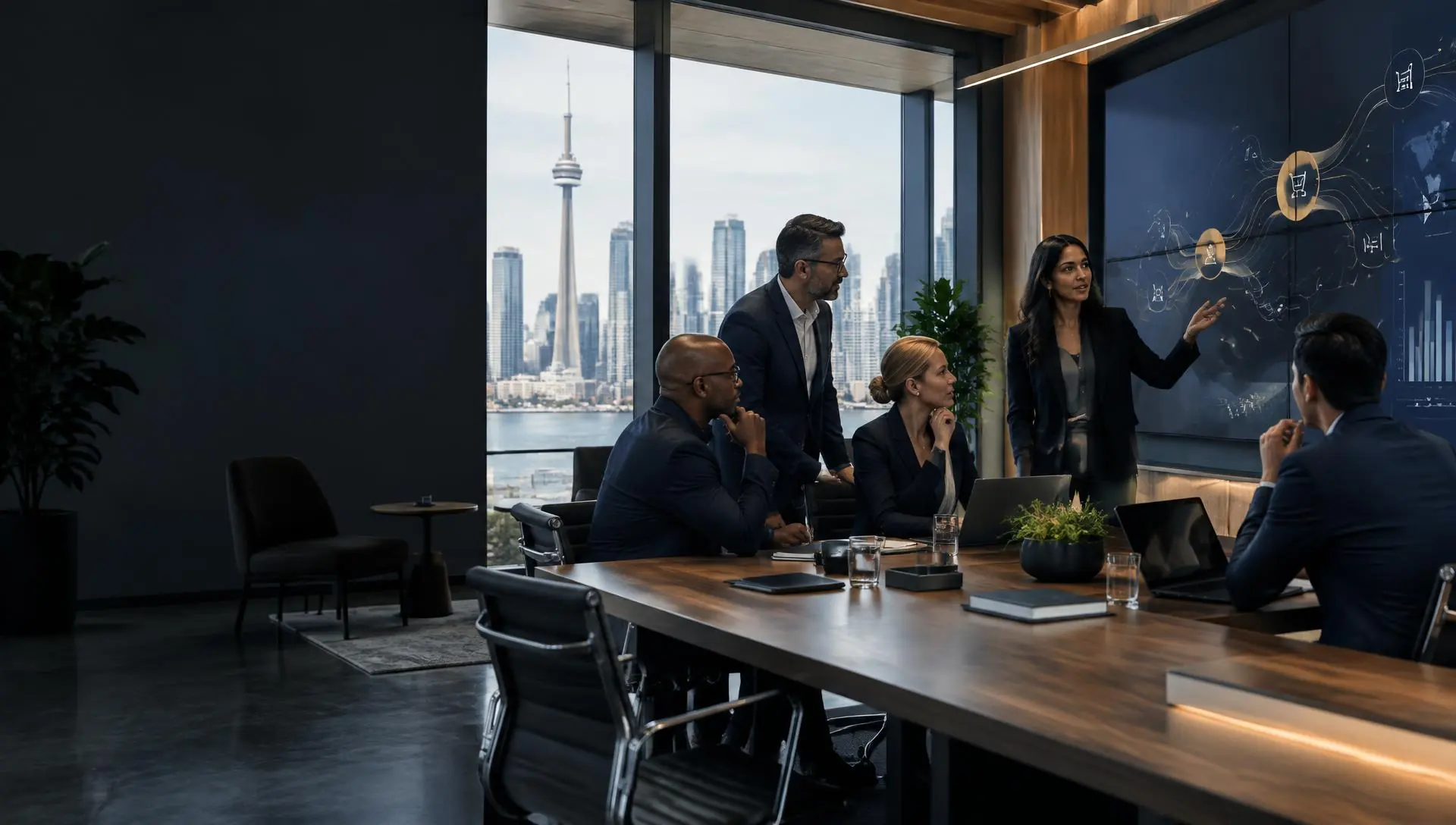 Senior consultants discussing an enterprise data strategy in Toronto